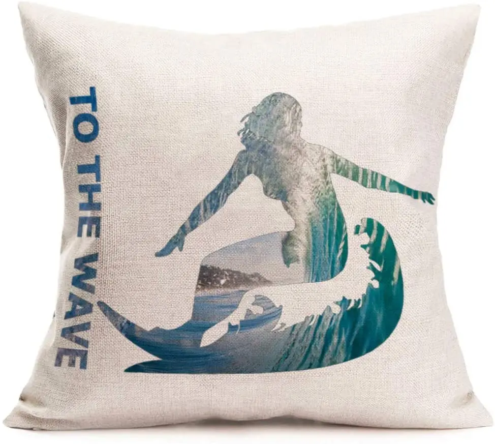 Surf pattern cushion cover, beach lounge chair rest decorative pillow cover for gift shop/