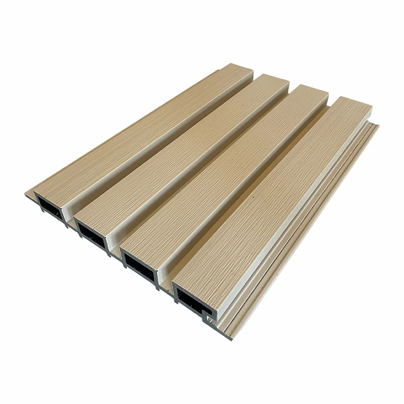 Exterior wpc cladding wall wood grain roofing/ceiling interior plastic timber composite facade slat  Beige wall pane