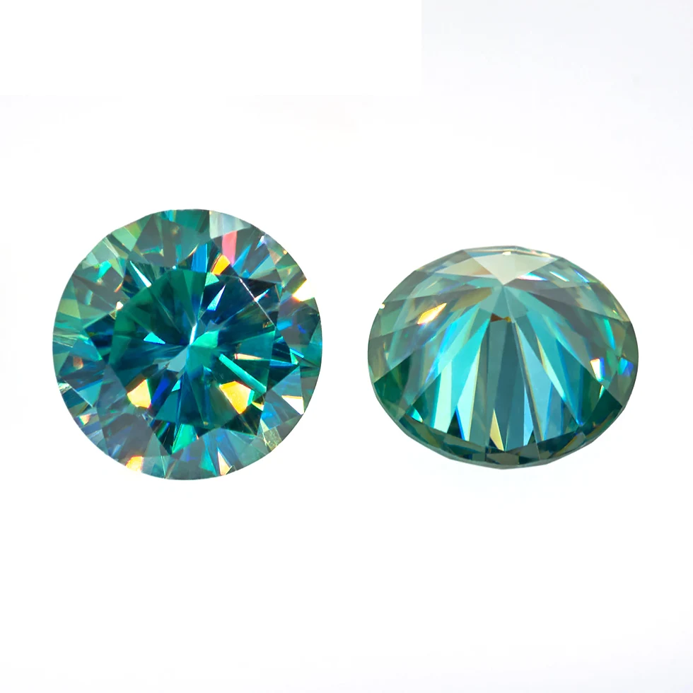 GIGAJEWE Wholesales Loose 6.5mm 1ct Round Cut cyan blue green Colored for Making Jewelry Moissanite Diamonds