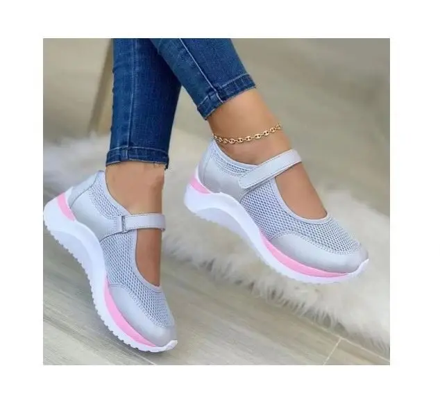 2024 White Sneakers Women Shoes Casual Platform Mesh Breathable Vulcanized Shoes Ladies Outdoor Walking Footwear