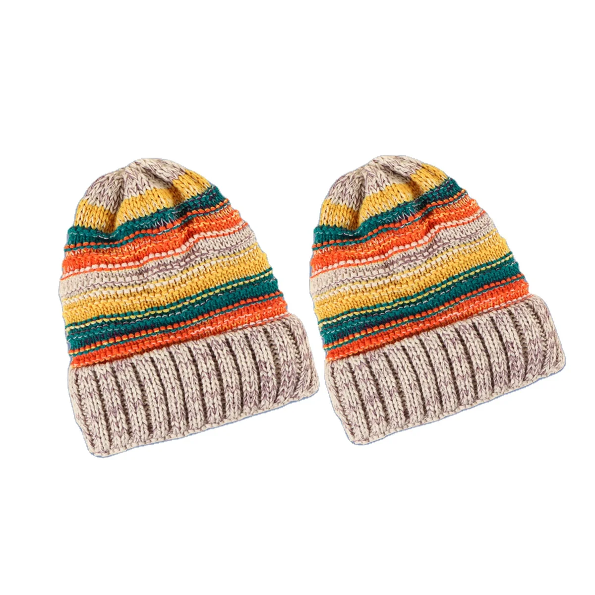 Winter warm thick woolen winter knitting hat women Korean fashion rainbow knitted hat red face small knitted woman winter hat