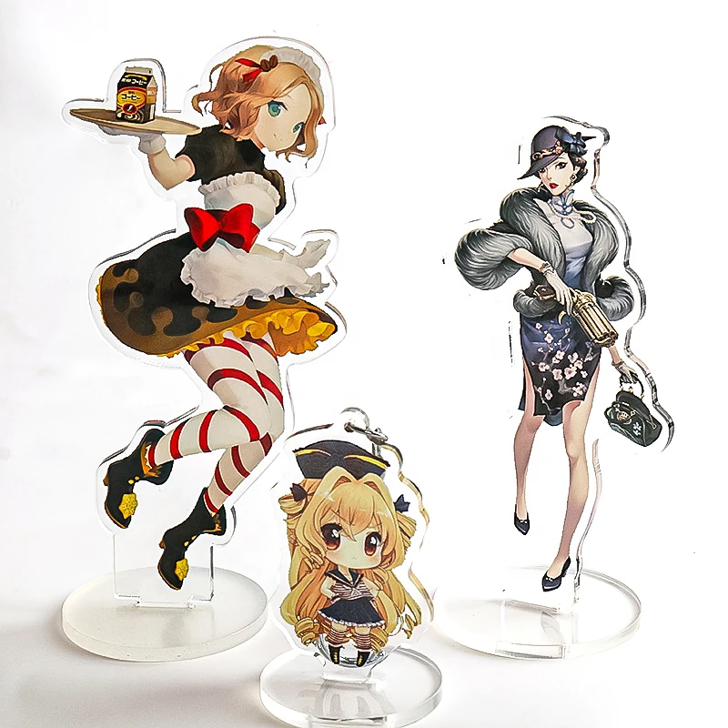 
Vograce Cheap Oem Custom Cartoon Anime Cute Acrylic Standee Wholesale Double Side Printing Plastic Charms Clear Stand With Set 