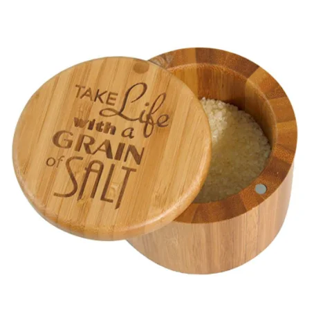 7Salt shaker kitchen seasoning shaker kitchen utensils round bamboo seasoning box