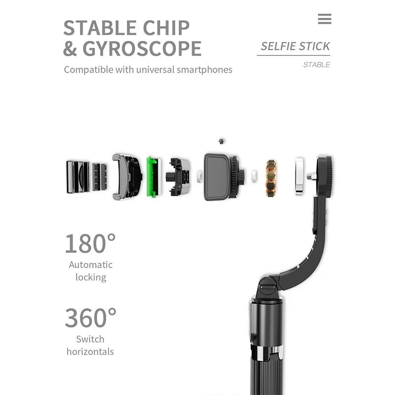 New Mobile Phone Gimbal Stabilizer Bar Selfie Stick with Tripod For Smartphone Wireless Handheld Sports Photography Selfie Stick