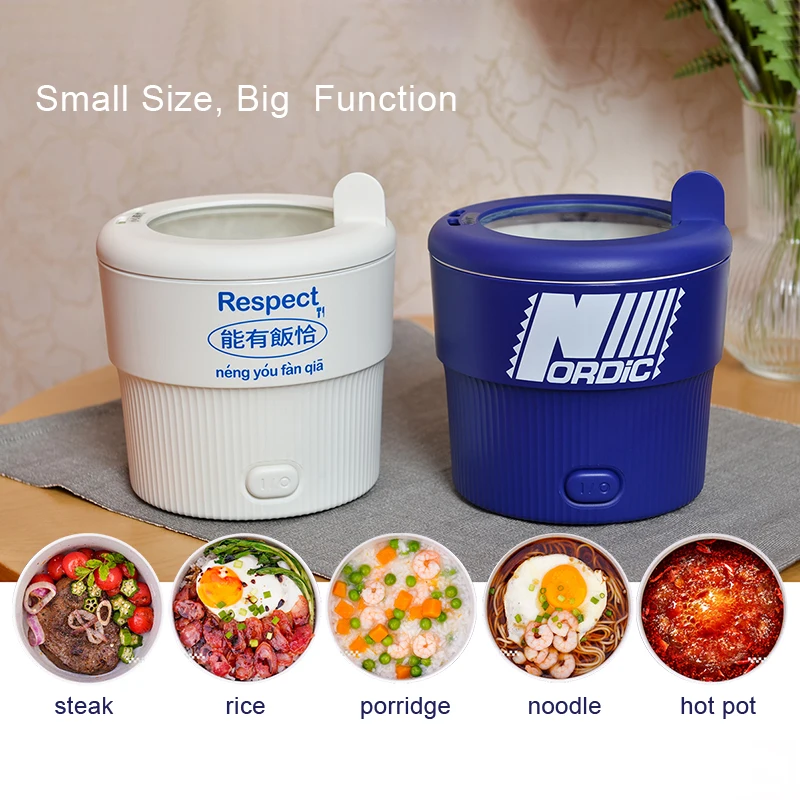 1 Person Appliances Dormitory Gift Rice Non Stick Travel Portable Frying Pan Skillets Cooking Noodle Soup Electric Mini Hot Pot