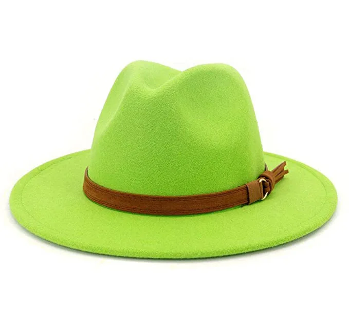 wholesale Men  Women Vintage Wide Brim men fedora  Hat with Belt Buckle