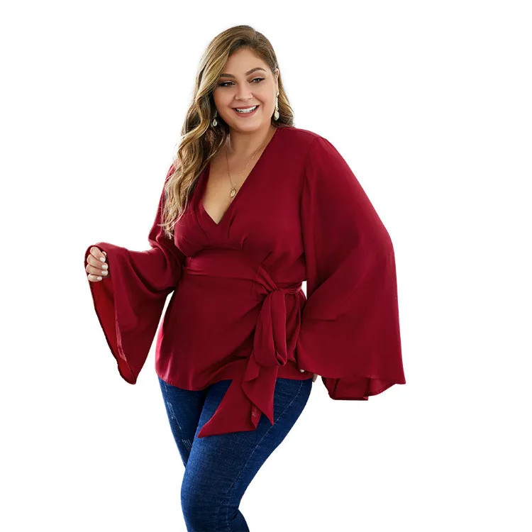 
2020 Sexy Women Shirt Women White Black Red Blouses Long Sleeve Blouses Shirt Plus Size Women Clothing For Low Price 