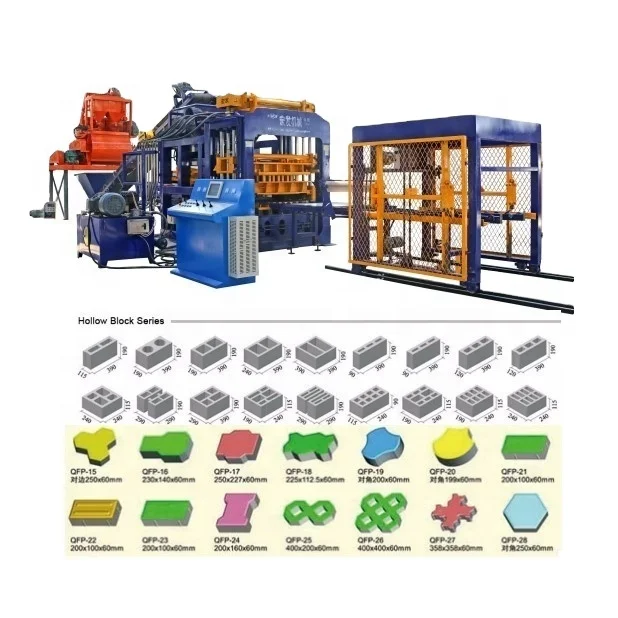 Fully automatic QT10-15 concrete brick making machine for paver and hollow bricks making