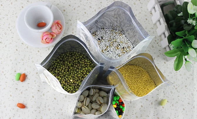 Wholesale Stand Up Pouch Aluminium Foil Package Bags With Zipper And Tear Notch Silver Ziplock Pouch For Food