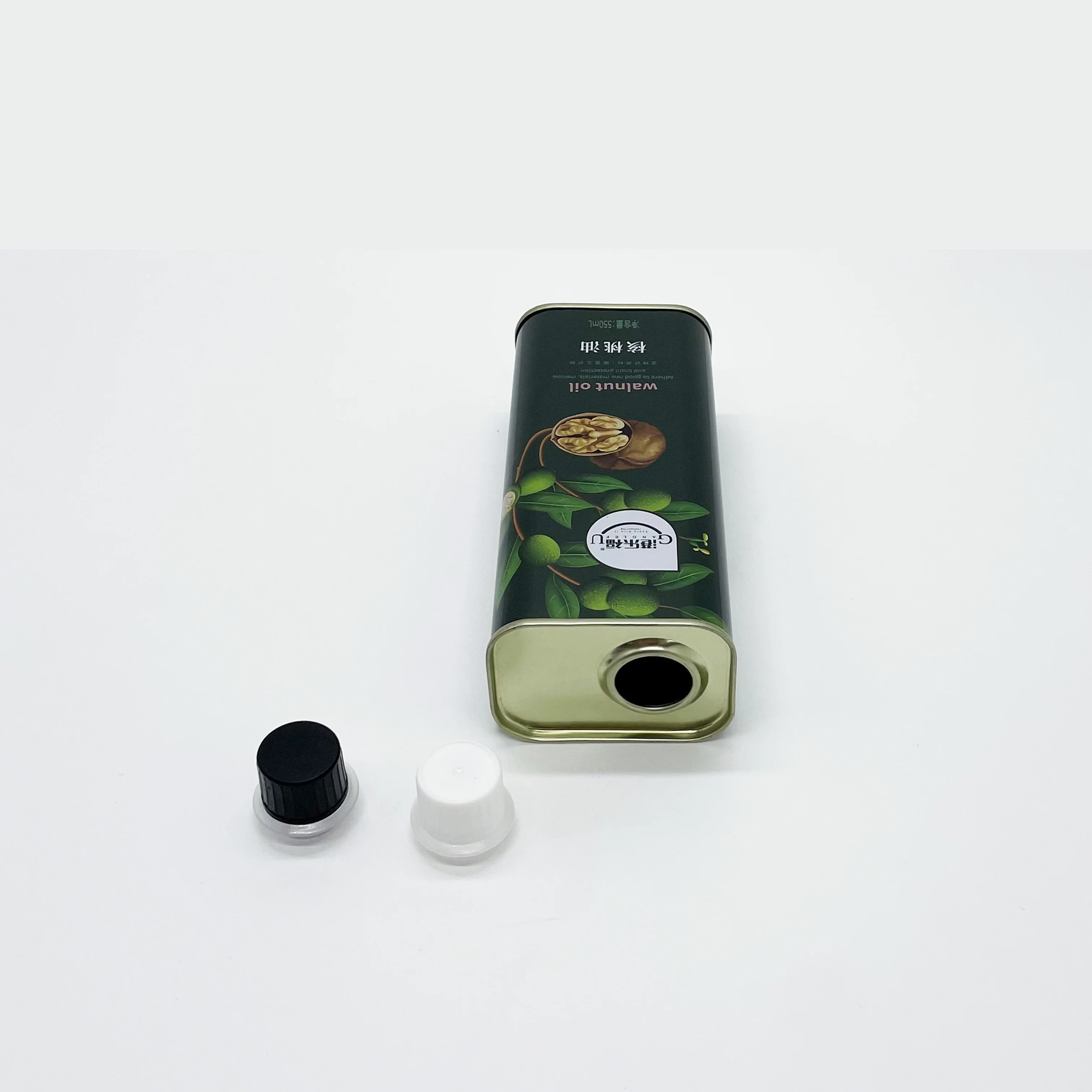 Food safe tinplate oil packaging 550mL square edible oil metal tin can with lid