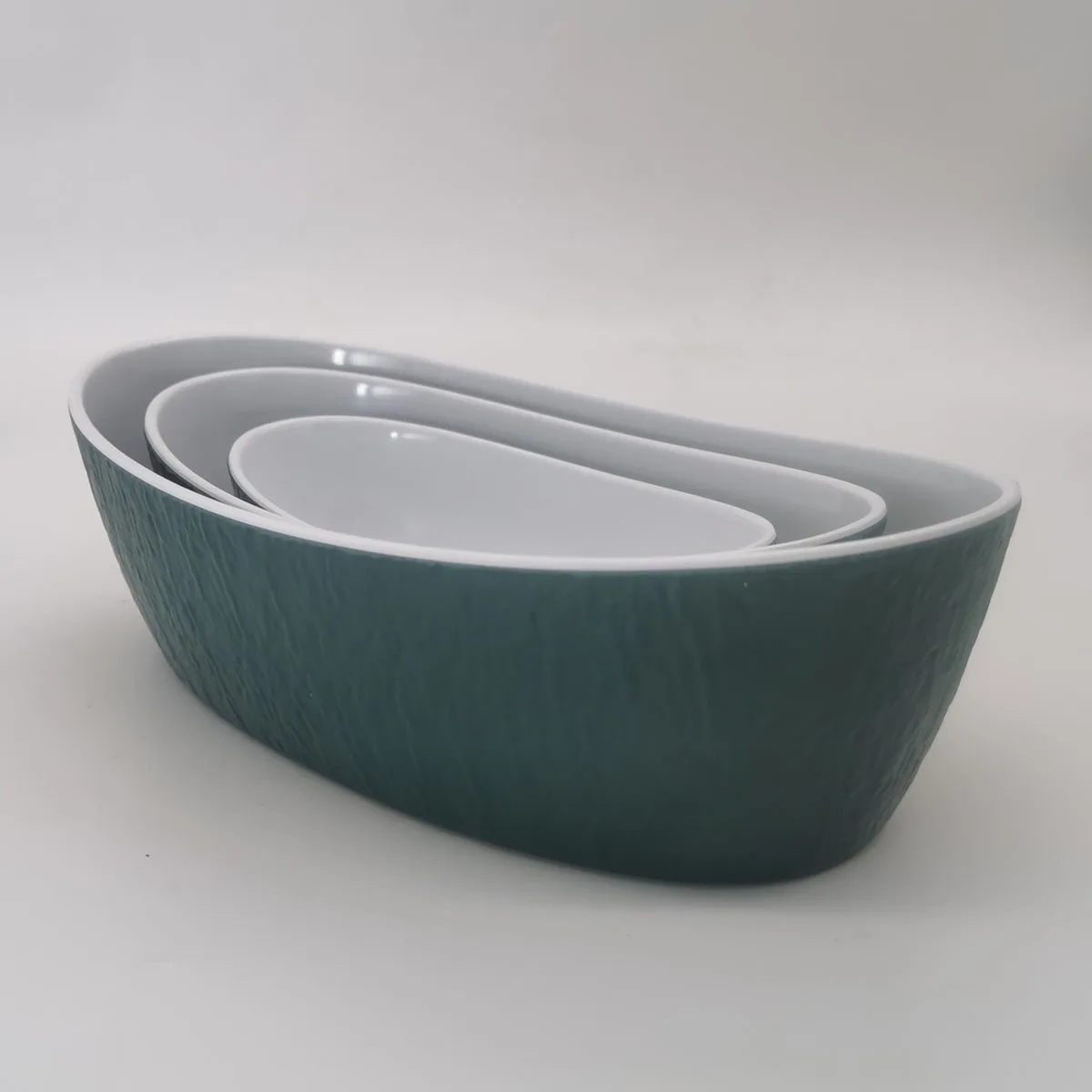 
Custom color Double walled insulated melamine nesting salad bowl set 