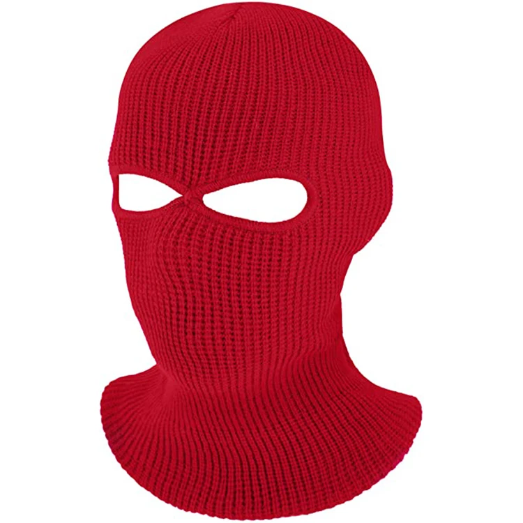 Custom logo designer high quality oem winter knit thermal two 2 hole motorcycle hood blank ski full face mask balaclava