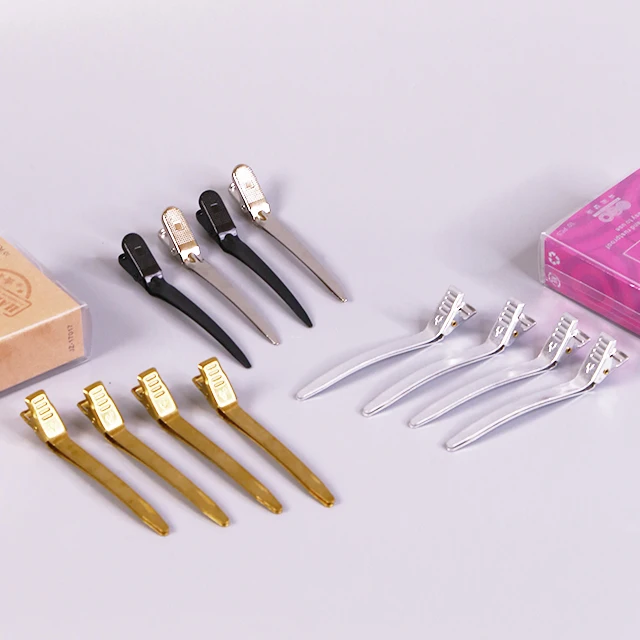 10pcs package Metal Alligator clip single prong Hair Clips wholesale hair brush human hair extension curling iron tools barber