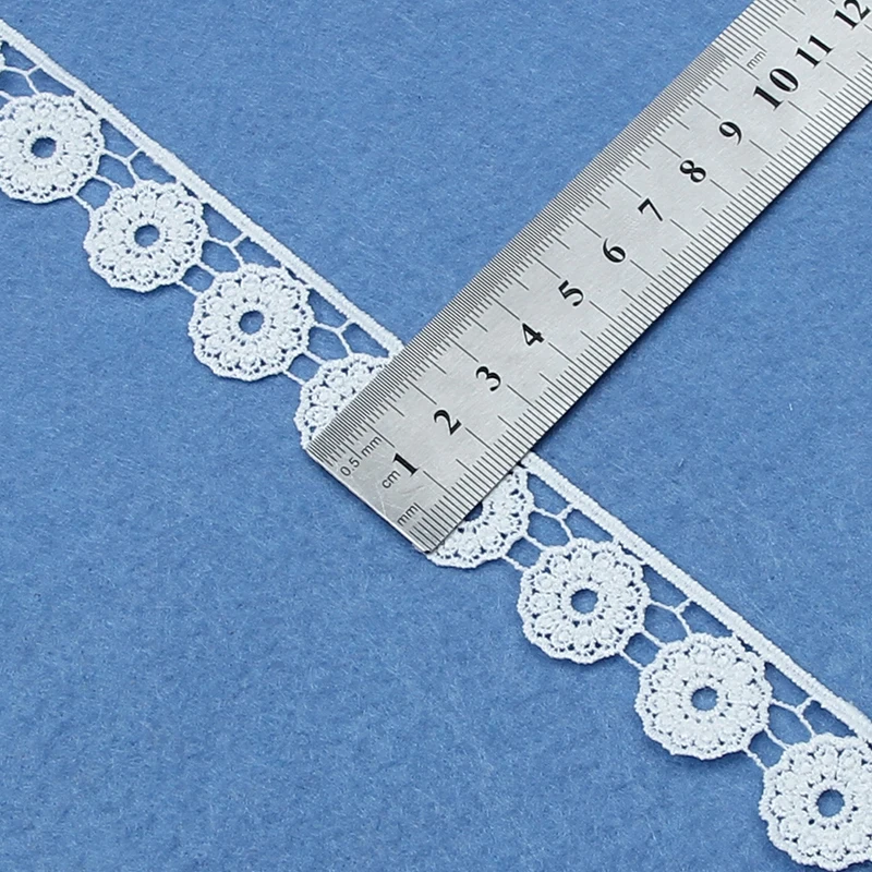 Factory high quality white African polyester trimming wave embroidery lace trim for wedding party dress border decoration