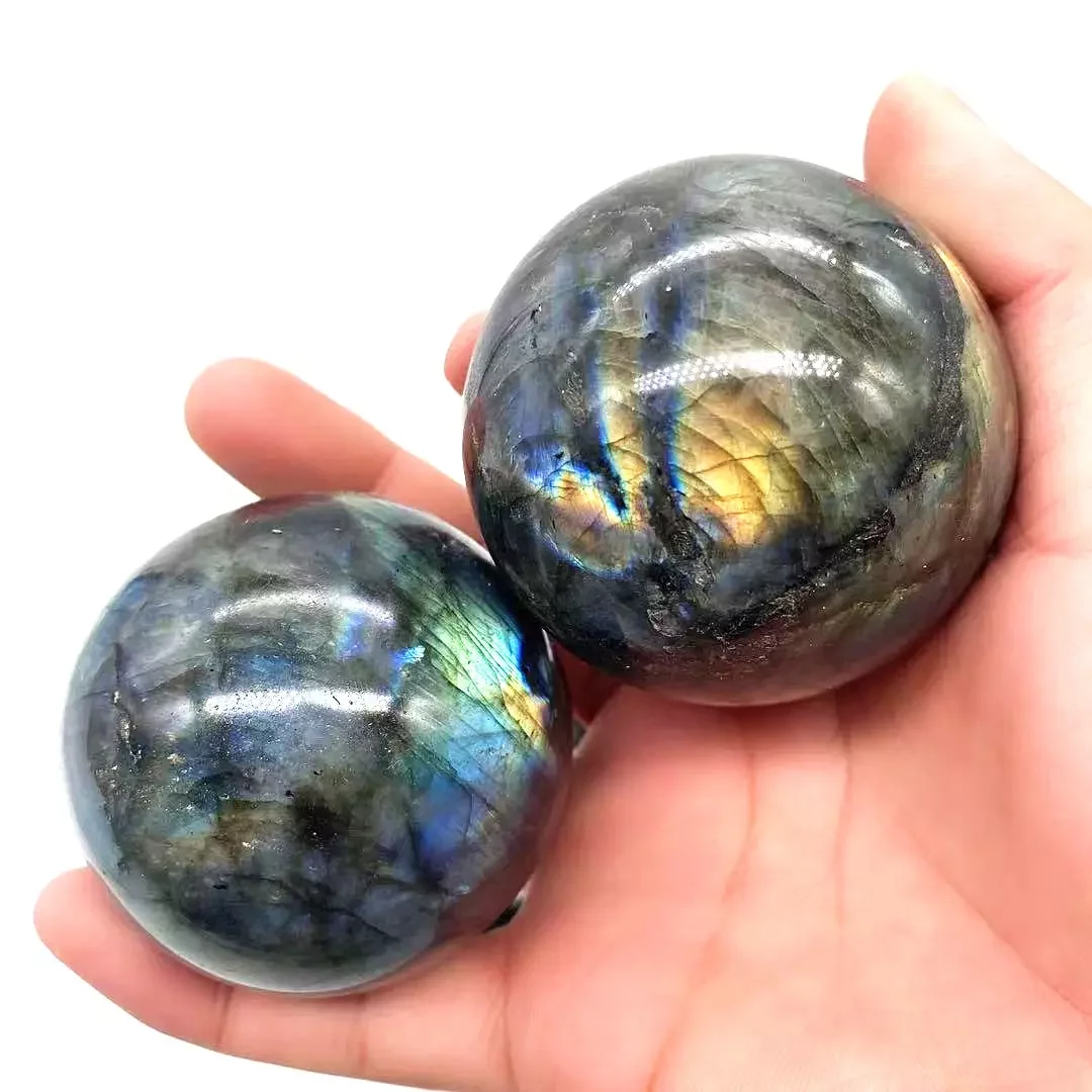Natural Healing Stone Mineral Flash Crystal Sphere Rainbow Labradorite Ball for Divination