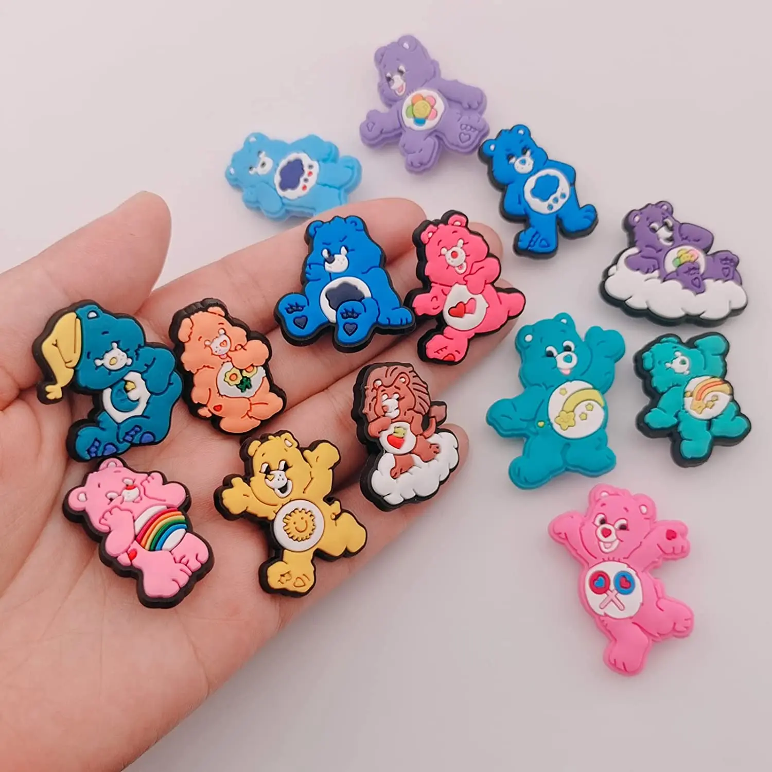 Cartoon care shoe bear croc charms bear shoe decorations charms shoes decoration accessories rainbow bear croc charm