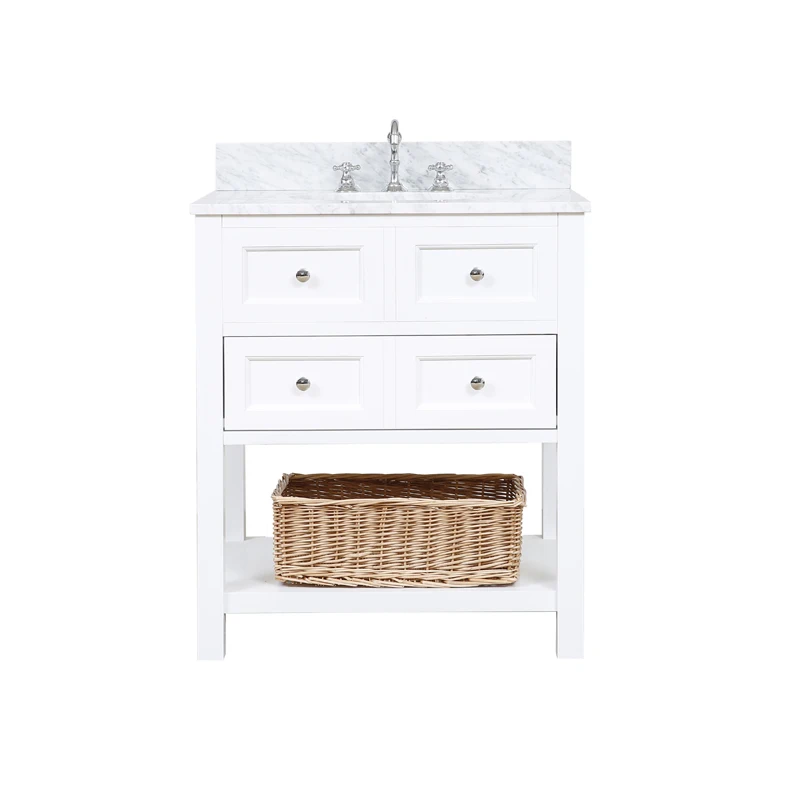 Классический белый столик для ванной комнаты в современном стиле 30 дюймов