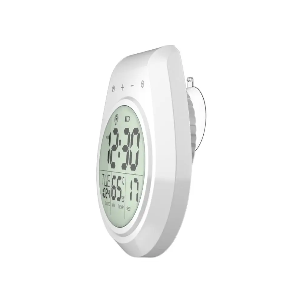 Цифровой будильник с большим дисплеем, водонепроницаемый прибор с распылителем воды для кухни, ванной комнаты, душа, настенные часы с температурой и влажностью