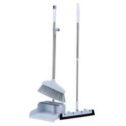 Broom dustpan set with water wiper