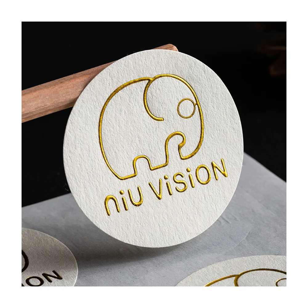 Adhesive Paper Sealing Matte Sticker Label Custom Printing Gold Foil Embossed Brand Logo Sticker