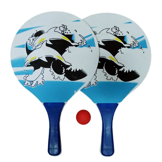 2024 Top Quality MDF Material Beachball Beach Paddle Ball Racket Set of 2 Rackets+1 PP Ball