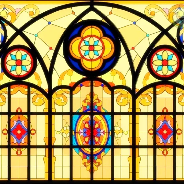 2020 New Church Glass Sliding Door Tiffany Style Decorative Stained Glass Window