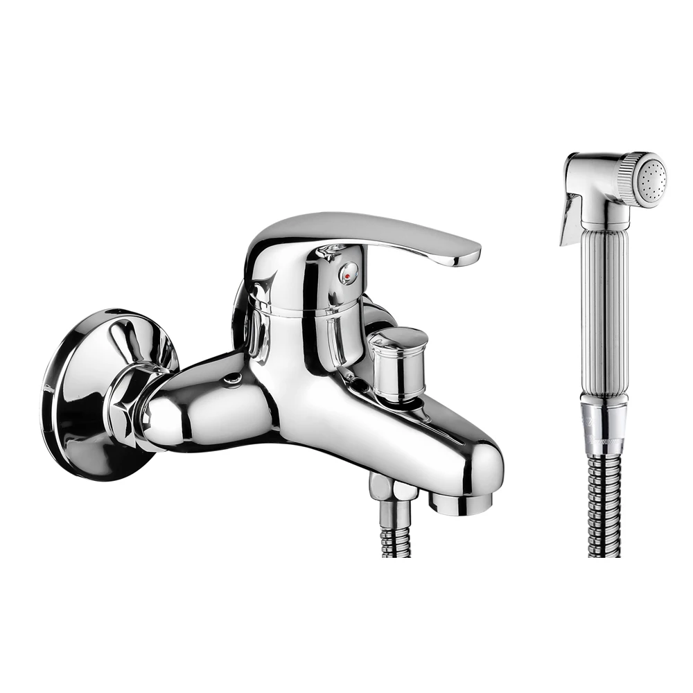 2 Hole Bathtub Bath Shower Wall Mounted Faucet Mixer Water Tap Set Tap water shower bath faucet sets brass for bathroom