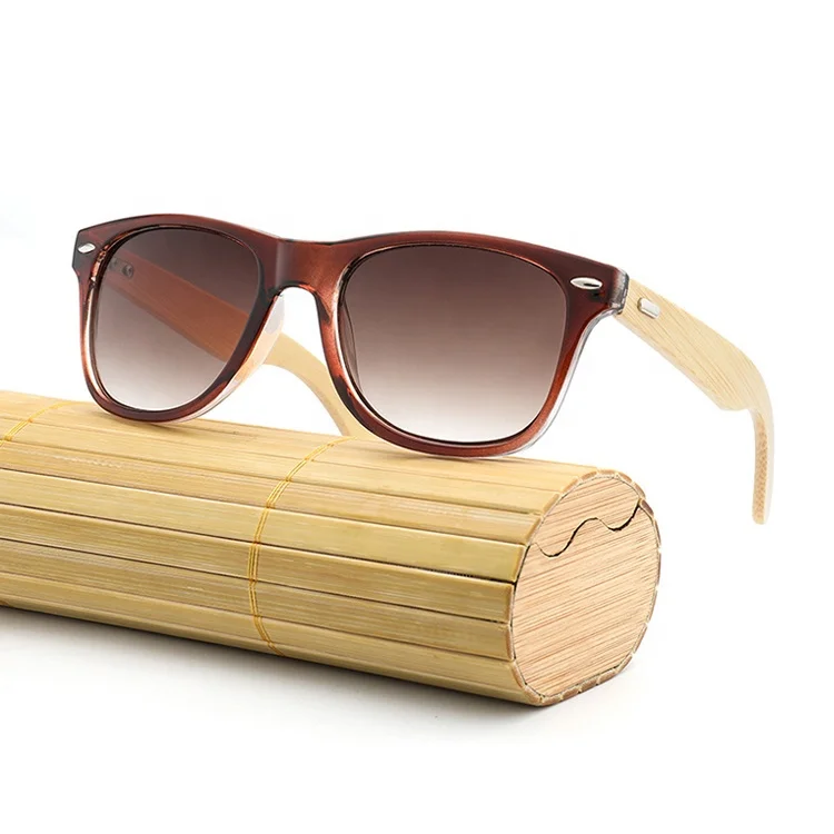 Fashion Wooden Bamboo Sunglasses with Polarized Lenses Squake Large Size Logo Customized  Color Selectable for Men