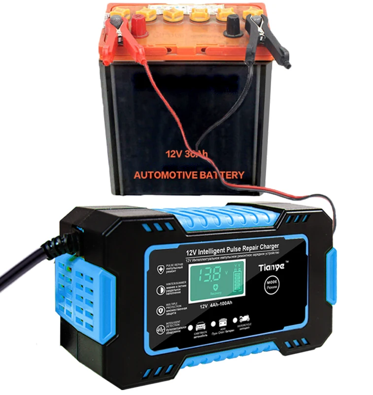 12V 6A для автомобилей и мотоциклов зарядное устройство дисплей цифровой интеллигентая (ый) полностью автоматический свинцово-кислотный аккумулятор UK US