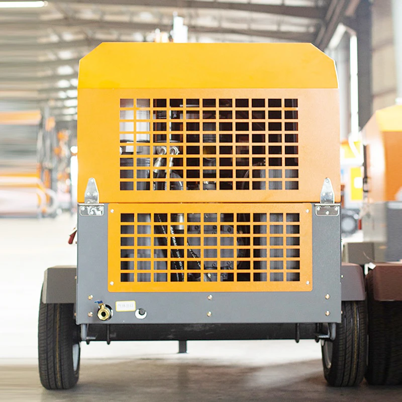 158CFM 102PSI small rotary diesel screw air compressor with wheels