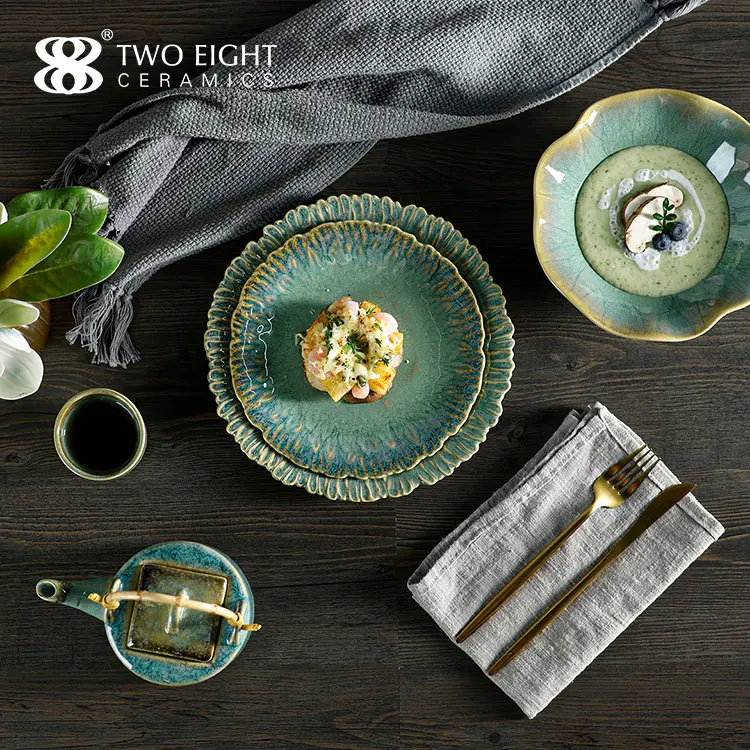 Glaze Ceramic Plate Set Catering Restaurant Dishes Plates Set Dinnerware Set Porcelain Ceramic Dinner Plates