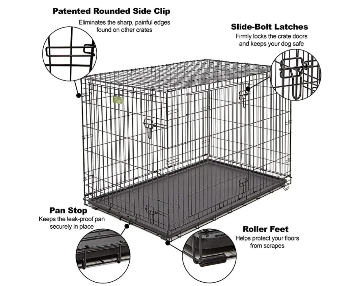 Wholesale Safety Stackable Collapsible Walls Metal Cage Shiba Inu Maltese Pet Kennel Dog Crate For Small Dogs