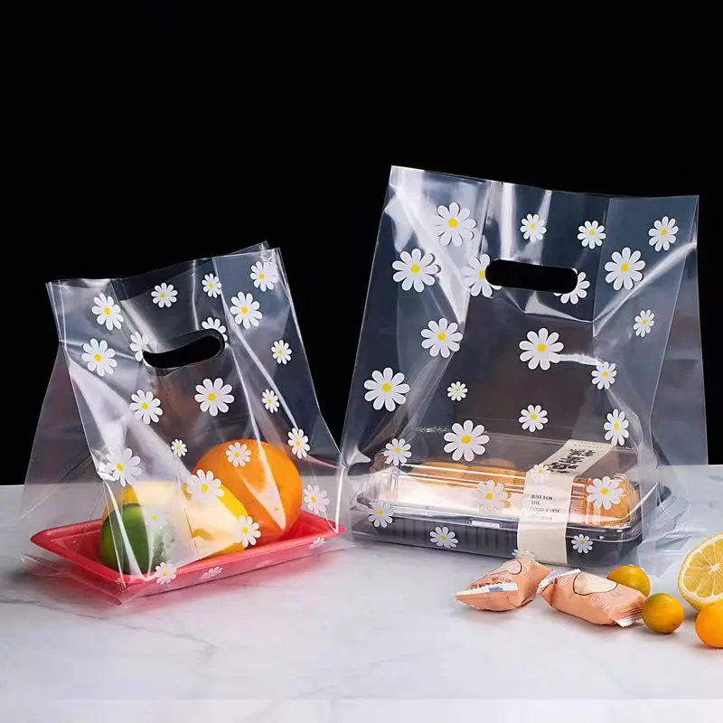 100pcs Up Order 25x35cm Plastic PE Bag  Punched hole Side Gusset Bags Doggy Bags For Grocery