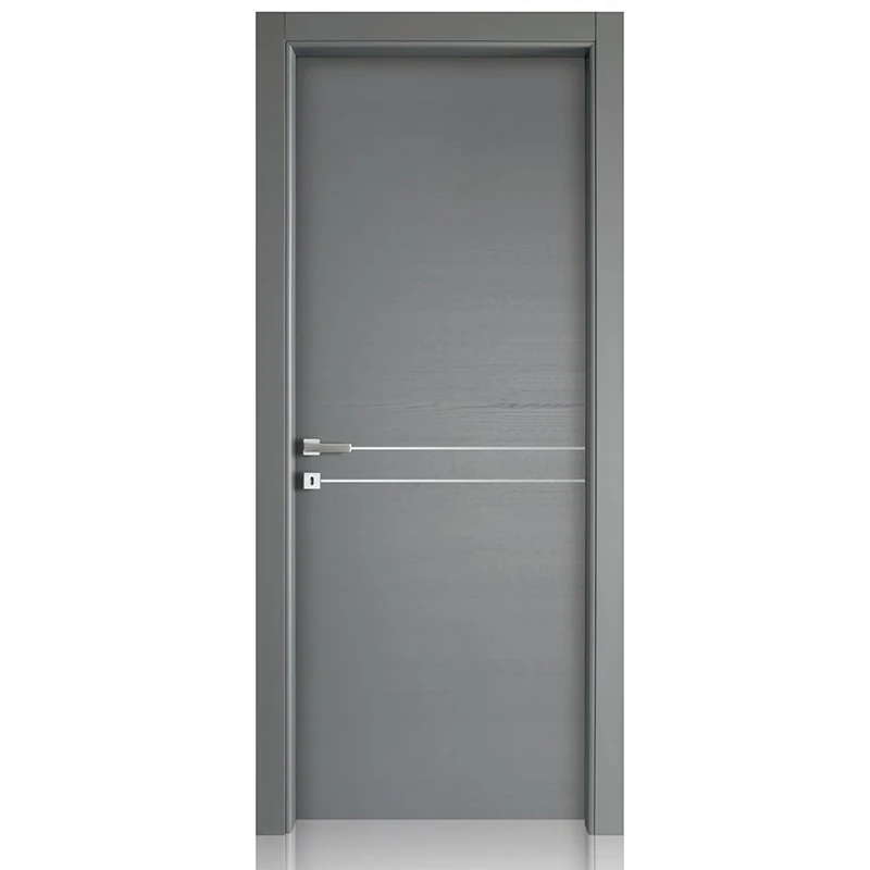 automatic interior Doors Wood Eco Wood Decorative Out Prehung Interior WPC Wood Easy Install Walnut Color Bedroom Waterproof