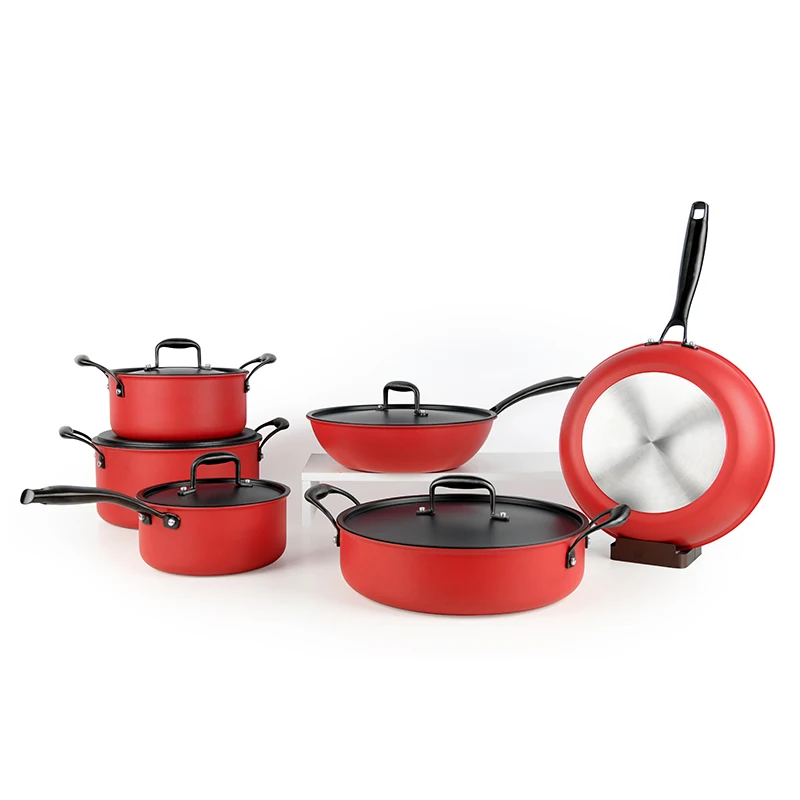 Zhongheng OEM Elegance series Pressed aluminium cookware non stick cookware set induction Base Full induction bottom