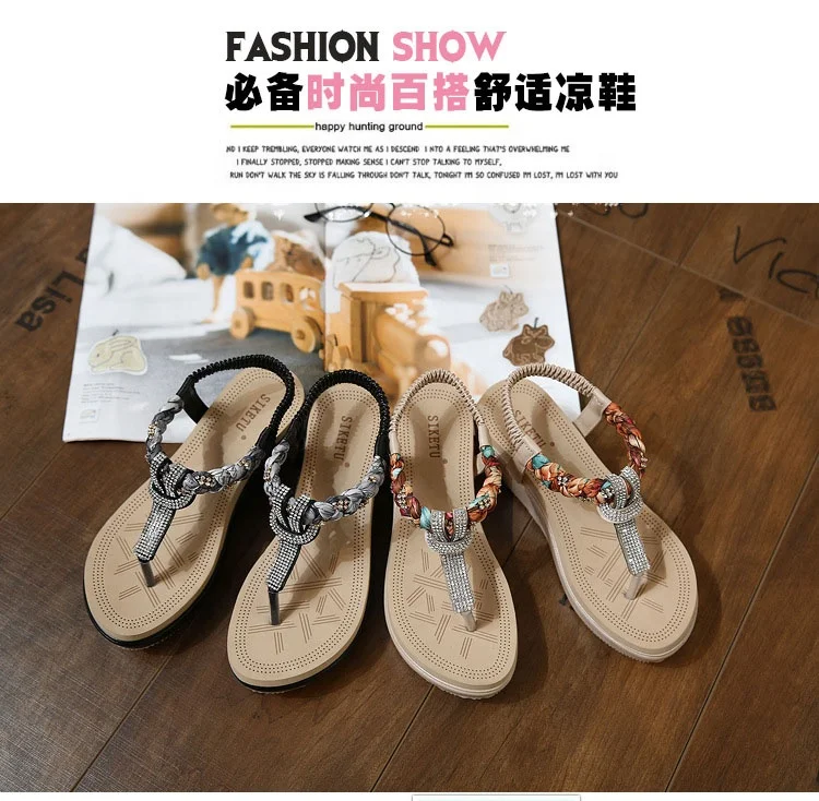 EVERTOP wholesale fashion outdoor beach custom ladies shoes and sandals wedge thong