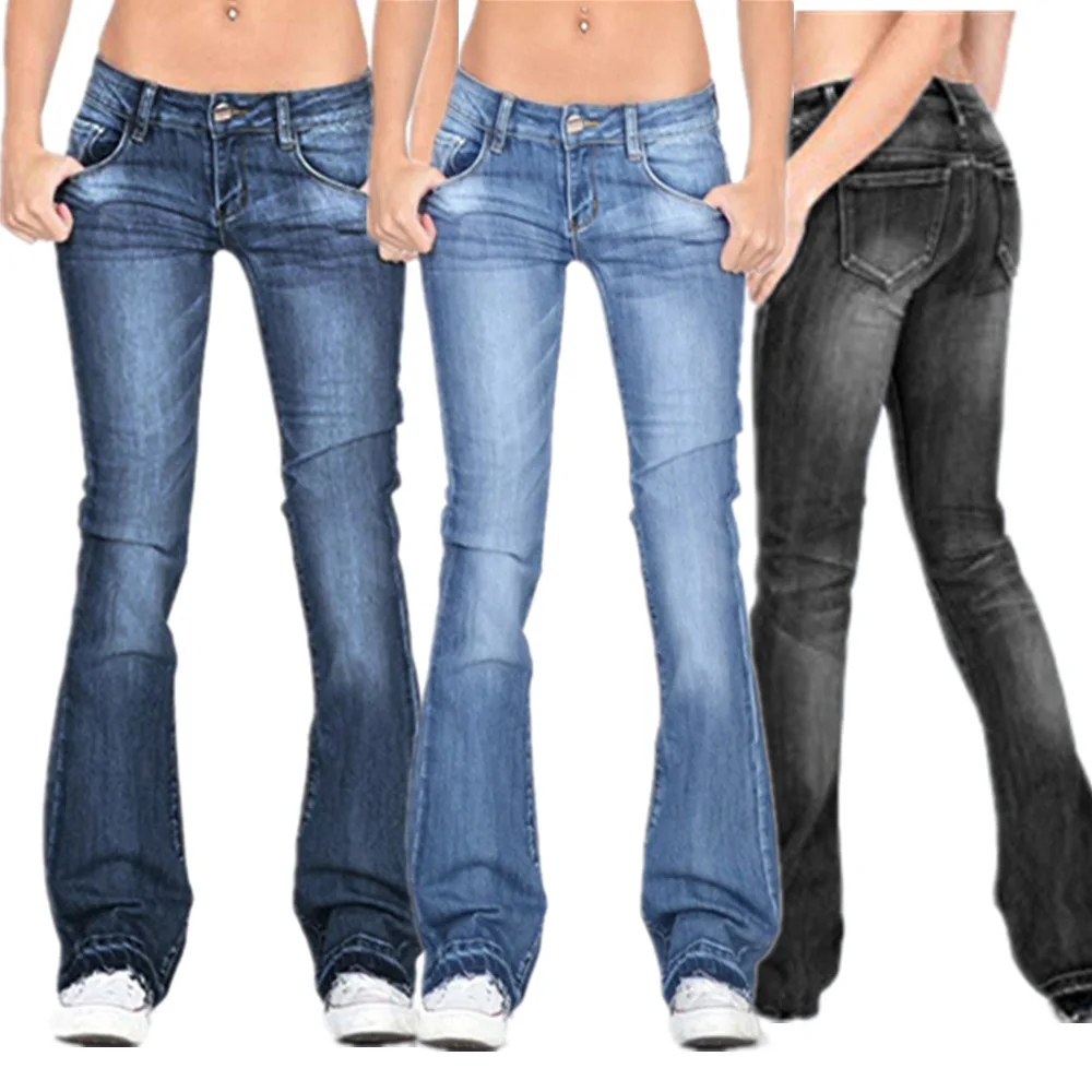 Top Selling Waist elastic stretch women jeans pants women design Autumn & Winter high flare leg jeans