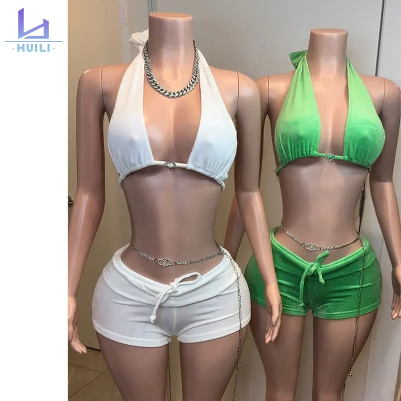 Contrast Color Bandage Bikini Push up Bra Tight Swimsuit Bikini for Women Bikini Set Swimwear & Beachwear Hot Style Sexy