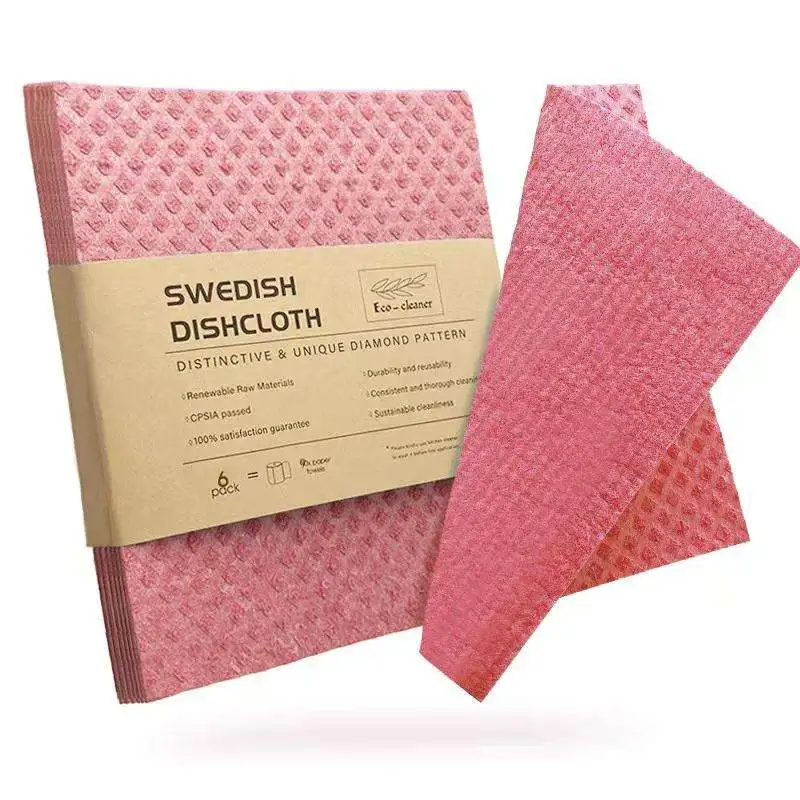 Eco Friendly Cotton Wood Pulp Hand Towel Reusable Cellulose Cleaning Absorbent Swedish Sponge Cloth For Kitchen