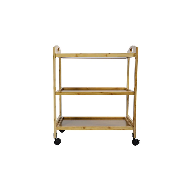 Трехслойная бамбуковая тележка для овощей, кухонная стойка для хранения, Кухонная Тележка