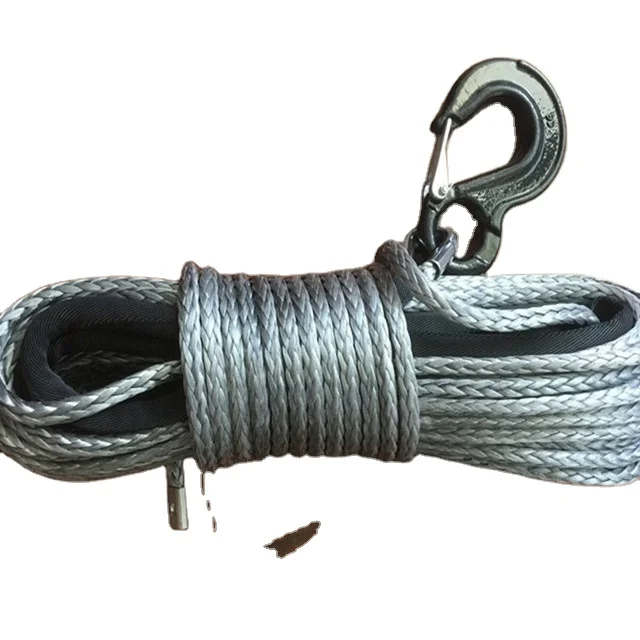 Grey 16mm*40m Synthetic Winch Rope,UHMWPE Rope for Electric Winch, Plasma Winch Rope