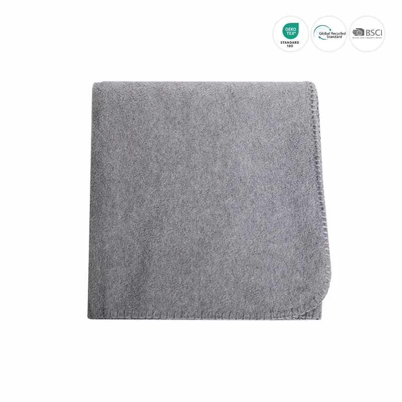 Wholesale navy blue custom color promotion blanket polar fleece blanket with custom logo