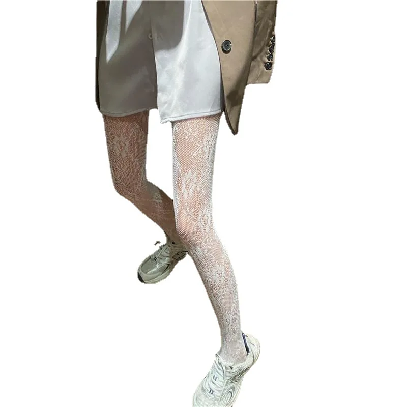 ALLCH RTS Flower Stockings Mesh Stockings Women Pantyhose Long Sexy Summer Lolita Hollow Lace Japanese Girls Tube White Black