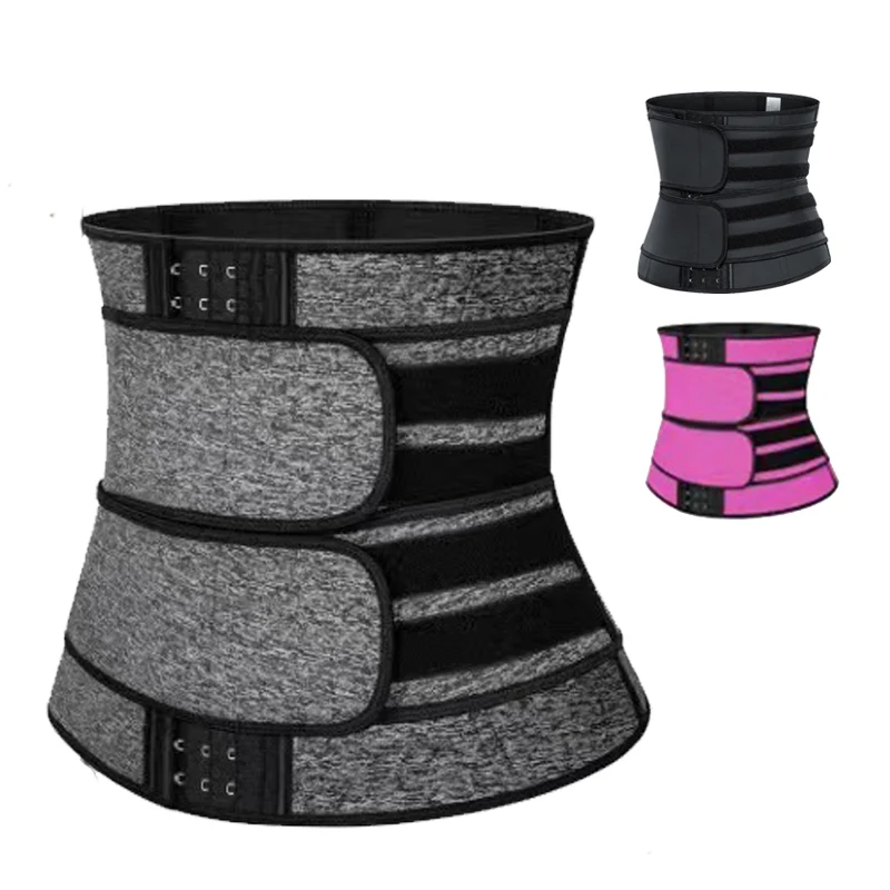 Private Label Weight Lose Body Control Shaper 2 Belts Strap Slimming Tummy Trimmer Band Sauna Sweat Waist Trainer