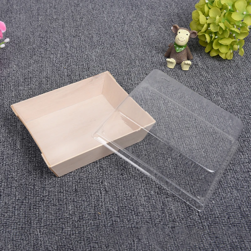 Customized Logo Ladder Shaped Wooden Bento Box Sushi Tray Container