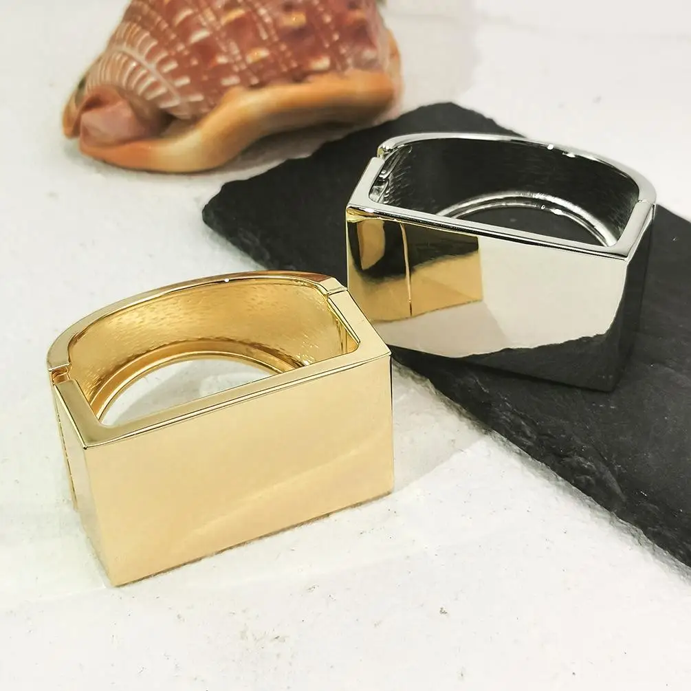 Forever Young Fashion Jewelry Bracelets & Bangles Gold Chunky Simple Exaggerated Smooth Chunky Rectangle Geometric Bangle Cuff