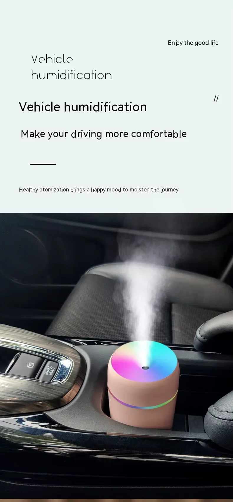 Household CE ROHS Certification 300ml ABS Material Mini Portable Car Air Humidifier