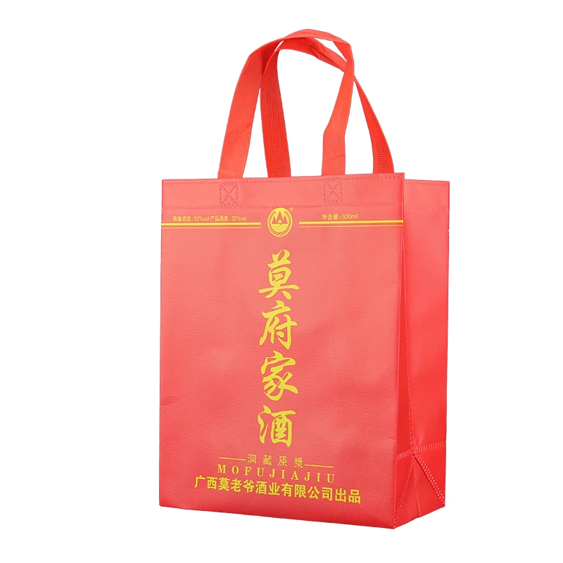Printing red wine package gift thick handles Recycle tote bag eco friendly Red reusable polypropylene 1 wine bottle gift bag