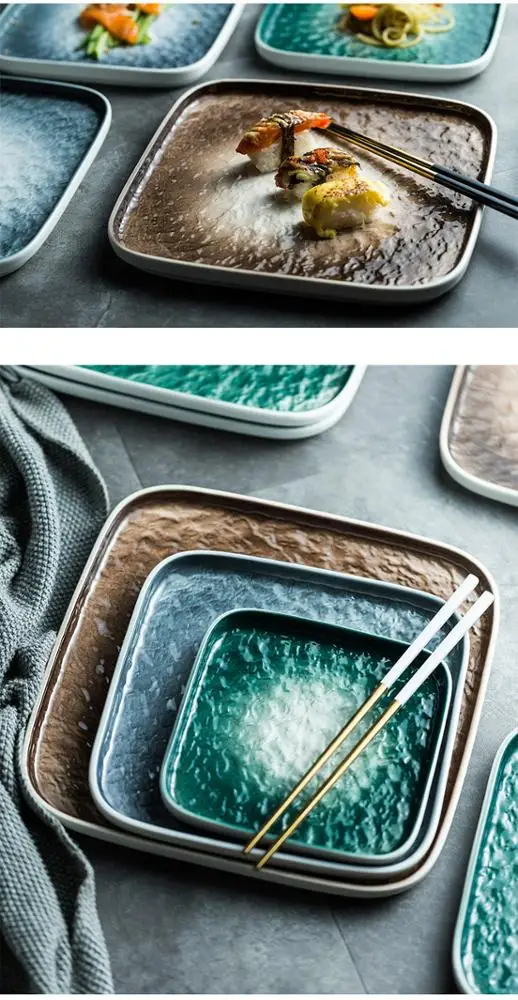 New modern japanese plate style marble ceramic plates for sushi and steak dinner plate