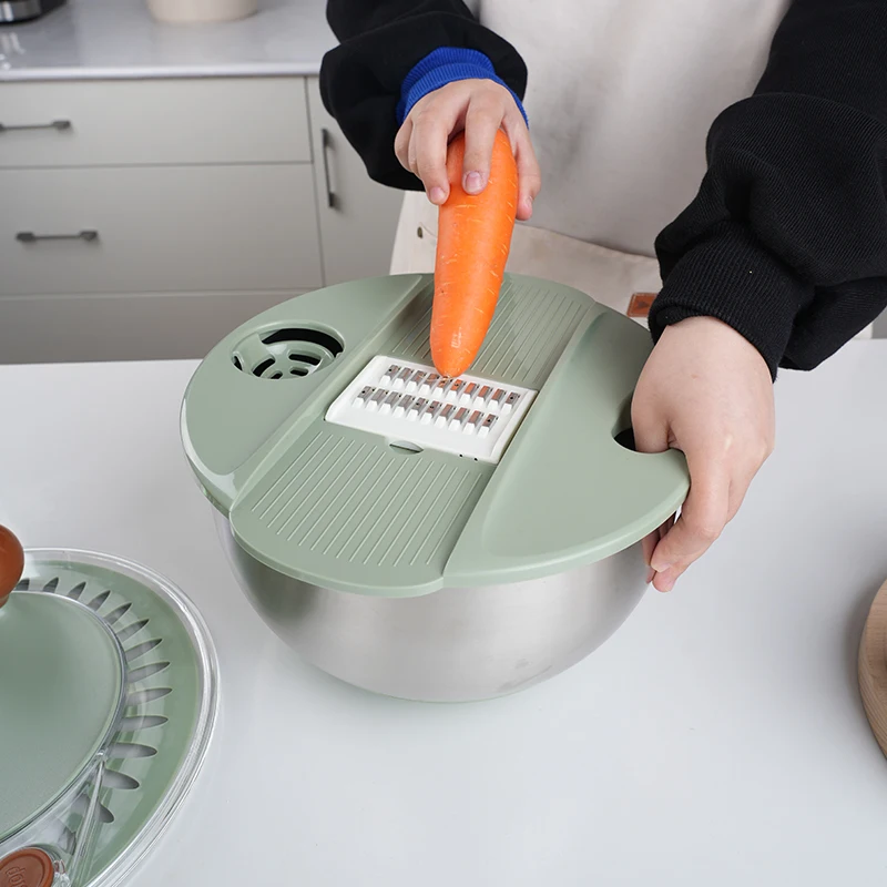 Multifunctional Stainless Steel Fruit Salad Spinner Thinning Dehydrator Manual Vegetable Chopper Slicer Large Planer for Kitchen